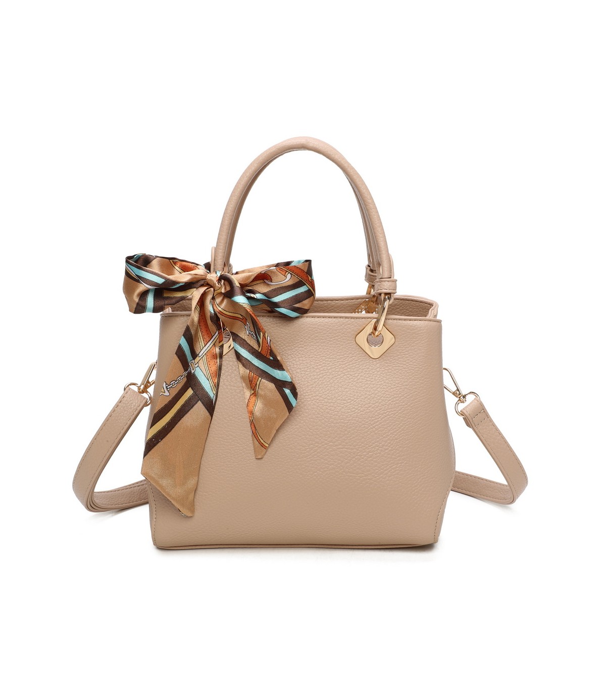 T11868 - Bolso bandolera cuadrado con pañuelo gran espacio interior