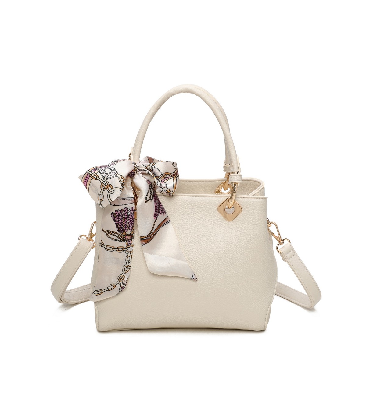 T11868 - Bolso bandolera cuadrado con pañuelo gran espacio interior