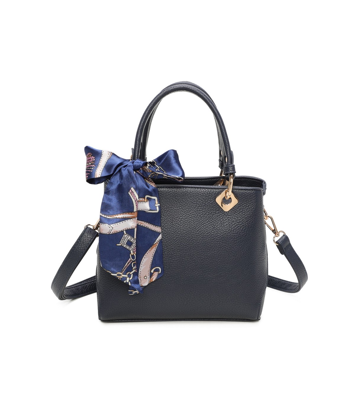 T11868 - Bolso bandolera cuadrado con pañuelo gran espacio interior