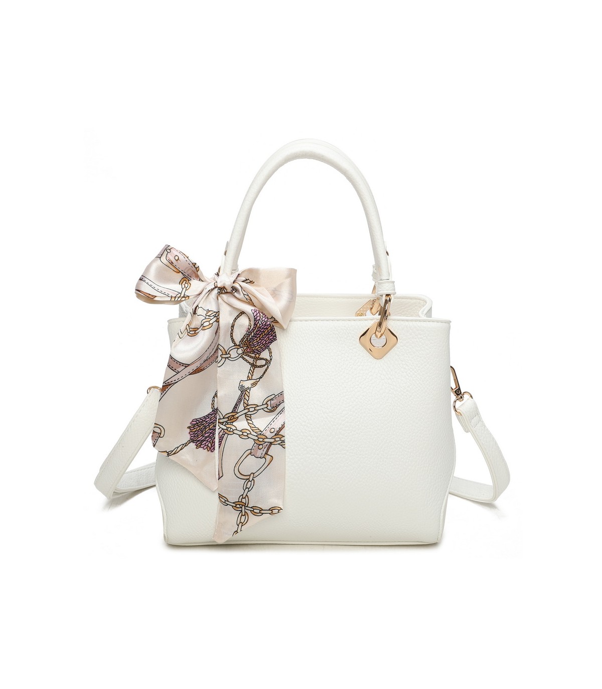 T11868 - Bolso bandolera cuadrado con pañuelo gran espacio interior