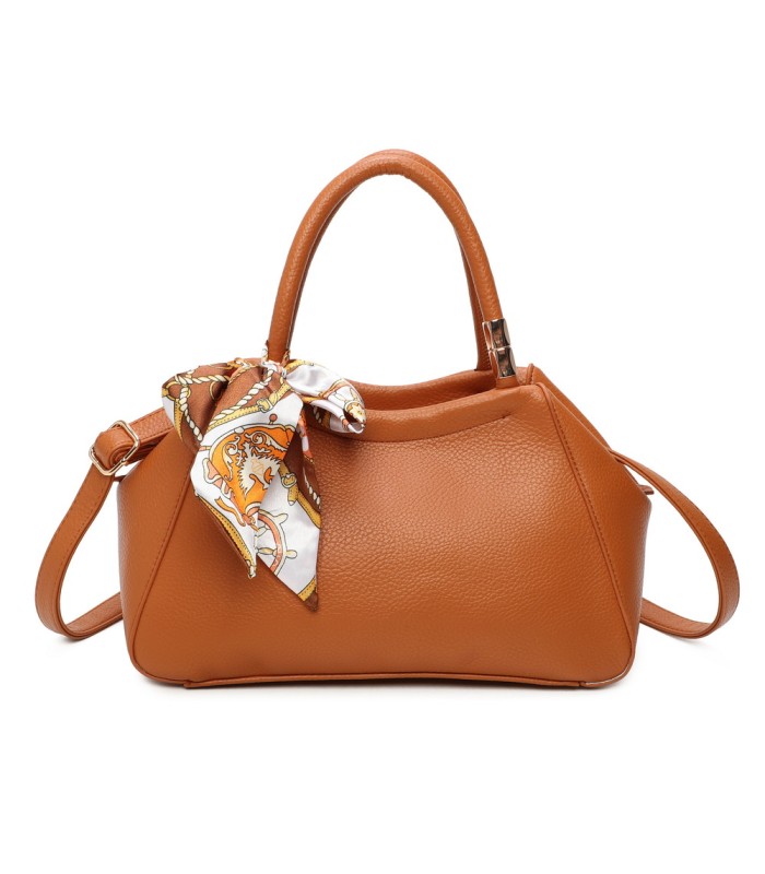 T11869 - Bolso con bolsillo externo trasero y bandolera tiene un pañuelo de colores