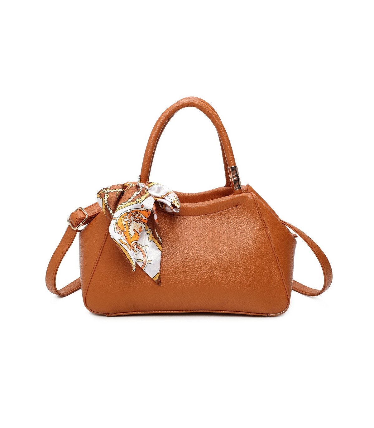 T11869 - Bolso con bolsillo externo trasero y bandolera tiene un pañuelo de colores