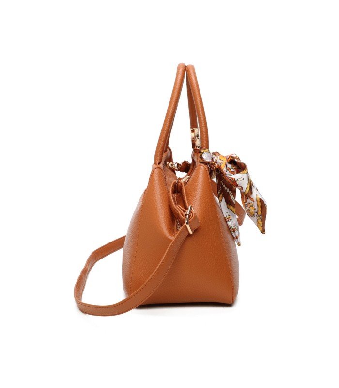 T11869 - Bolso con bolsillo externo trasero y bandolera tiene un pañuelo de colores