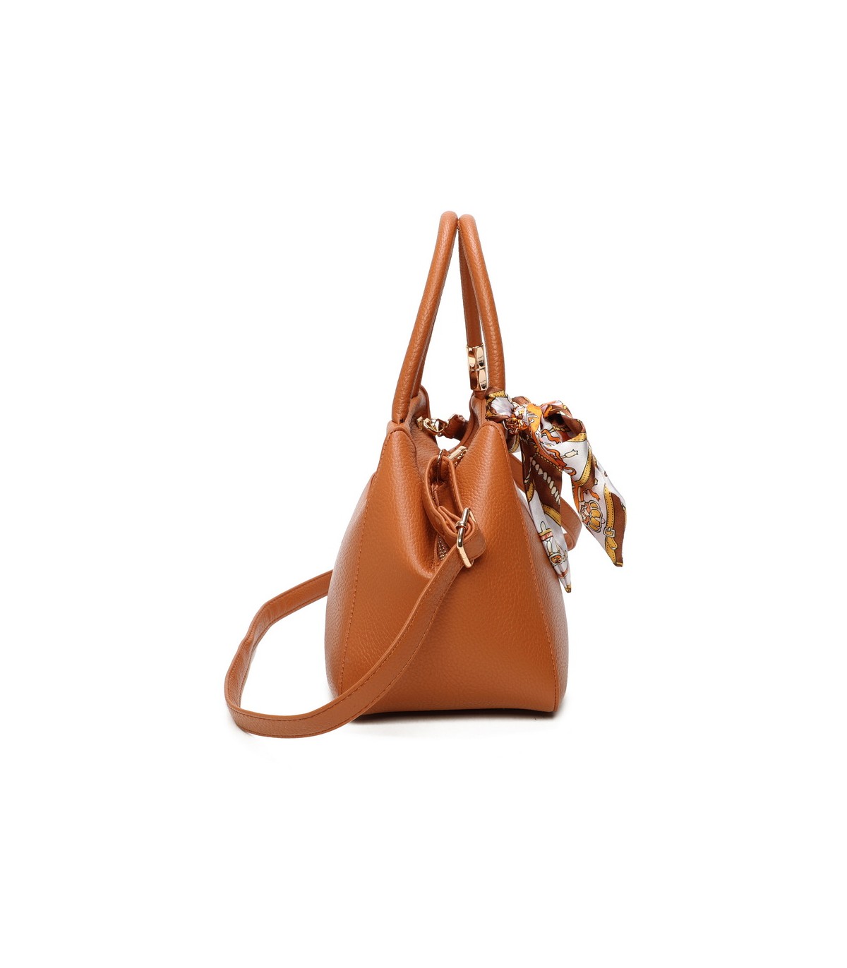 T11869 - Bolso con bolsillo externo trasero y bandolera tiene un pañuelo de colores
