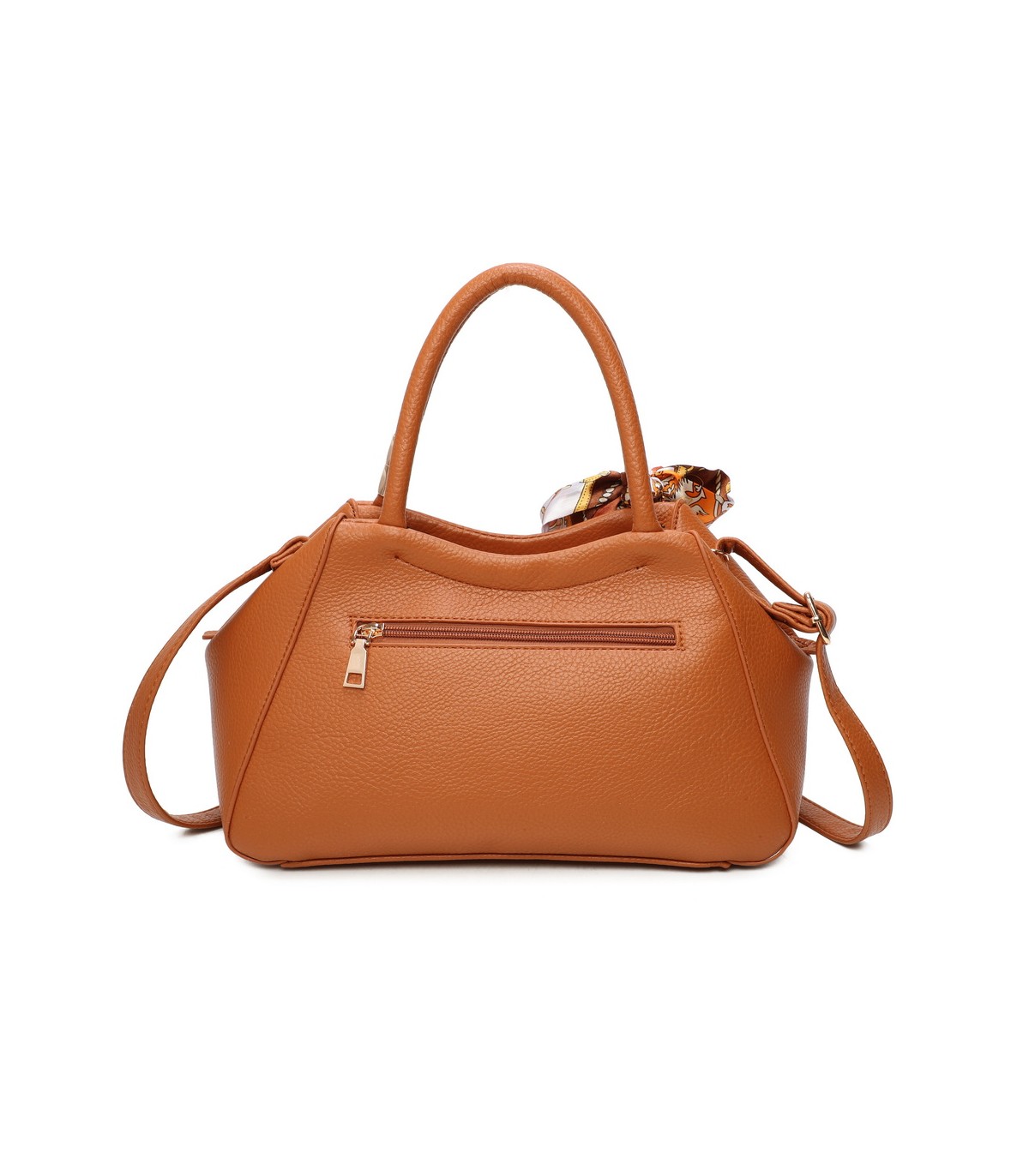 T11869 - Bolso con bolsillo externo trasero y bandolera tiene un pañuelo de colores