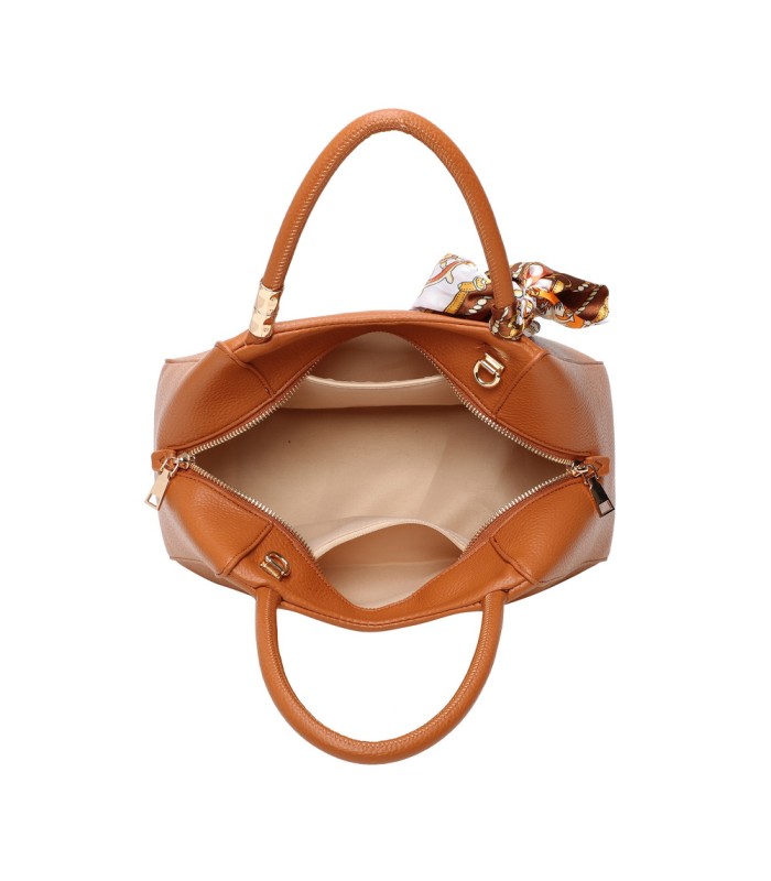 T11869 - Bolso con bolsillo externo trasero y bandolera tiene un pañuelo de colores