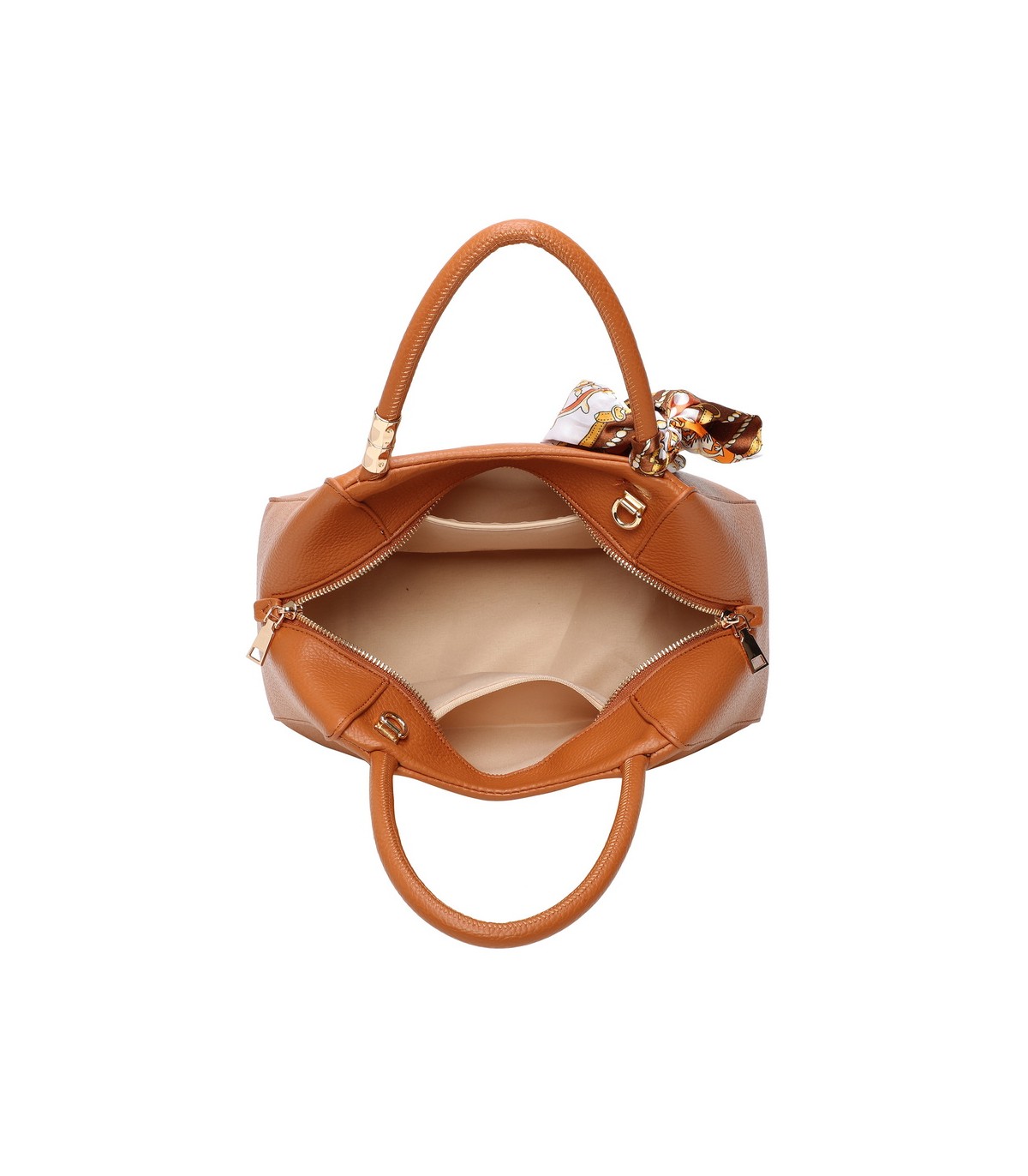T11869 - Bolso con bolsillo externo trasero y bandolera tiene un pañuelo de colores