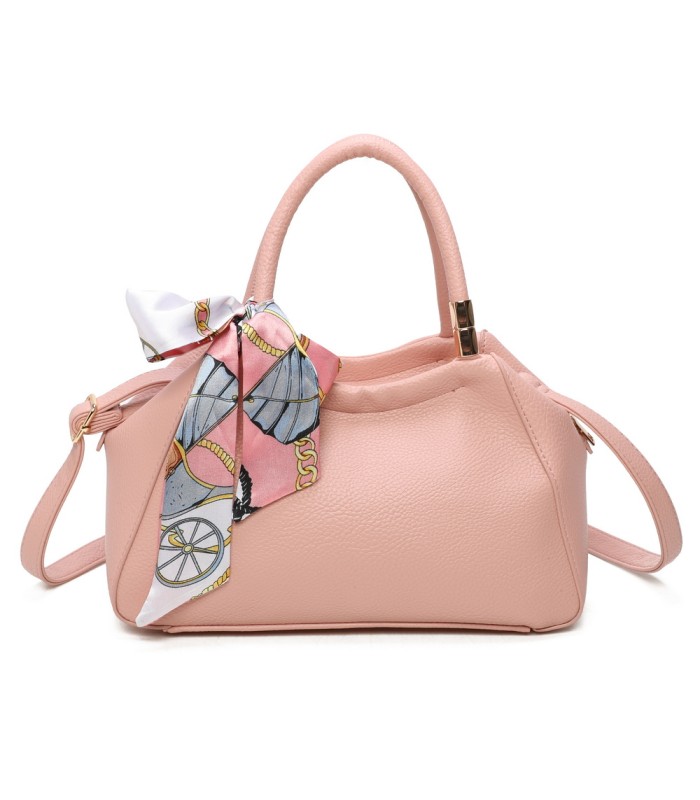 T11869 - Bolso con bolsillo externo trasero y bandolera tiene un pañuelo de colores