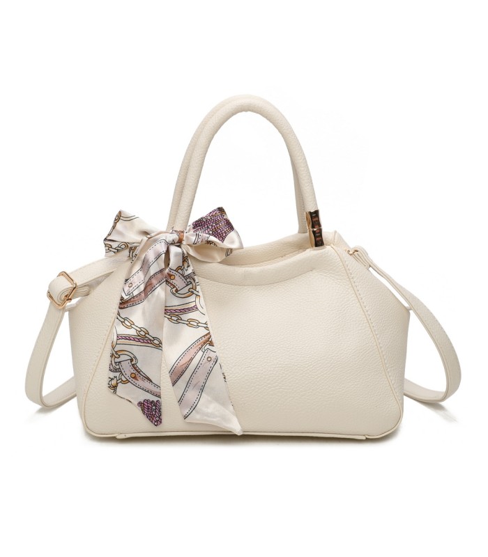 T11869 - Bolso con bolsillo externo trasero y bandolera tiene un pañuelo de colores
