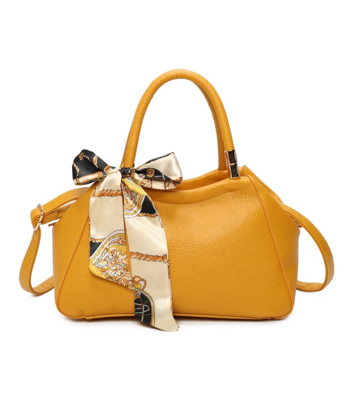 T11869 - Bolso con bolsillo externo trasero y bandolera tiene un pañuelo de colores