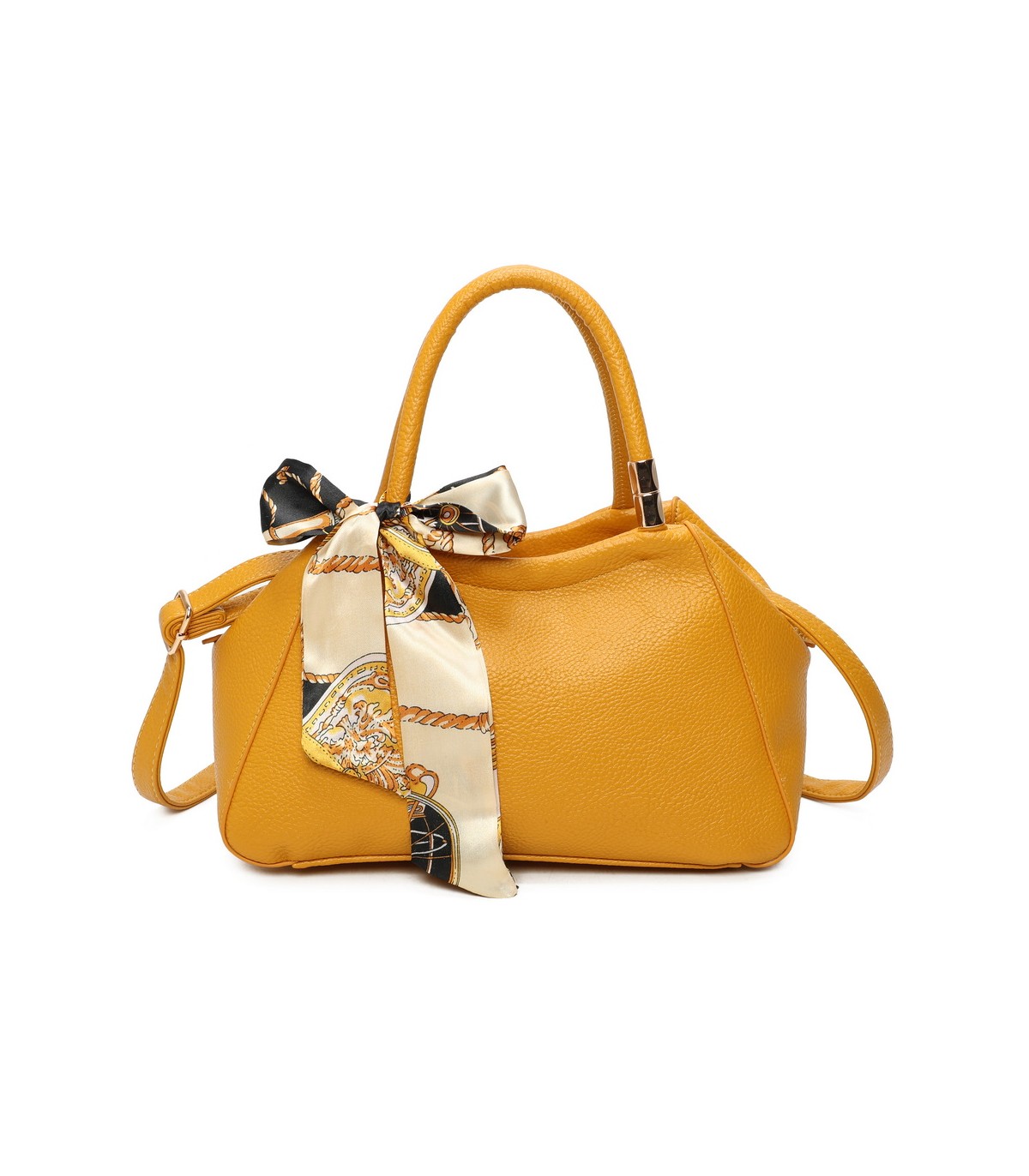 T11869 - Bolso con bolsillo externo trasero y bandolera tiene un pañuelo de colores