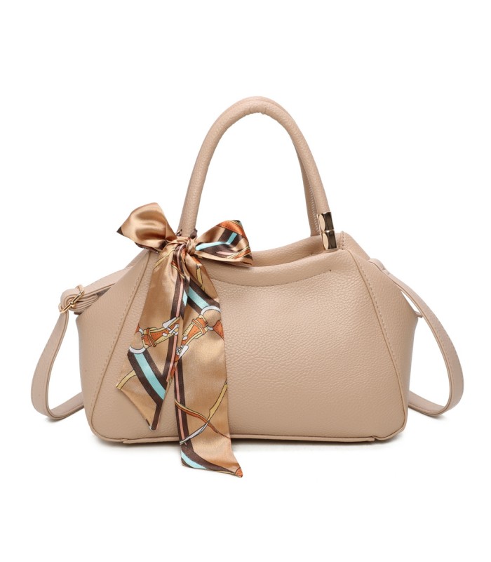 T11869 - Bolso con bolsillo externo trasero y bandolera tiene un pañuelo de colores