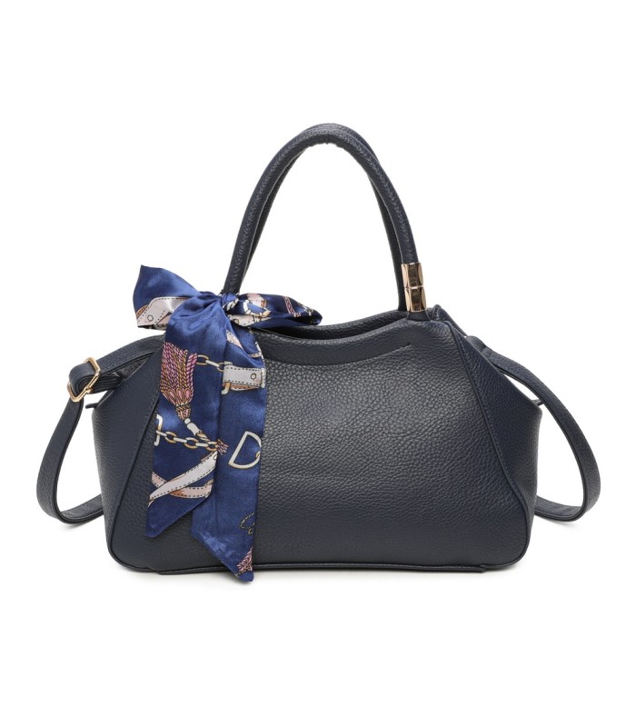 T11869 - Bolso con bolsillo externo trasero y bandolera tiene un pañuelo de colores