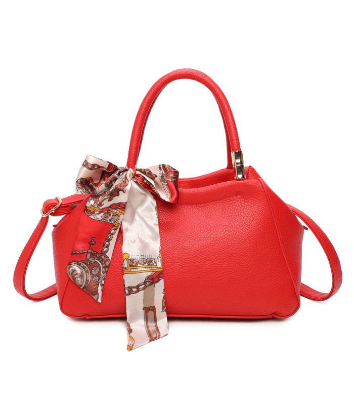 T11869 - Bolso con bolsillo externo trasero y bandolera tiene un pañuelo de colores