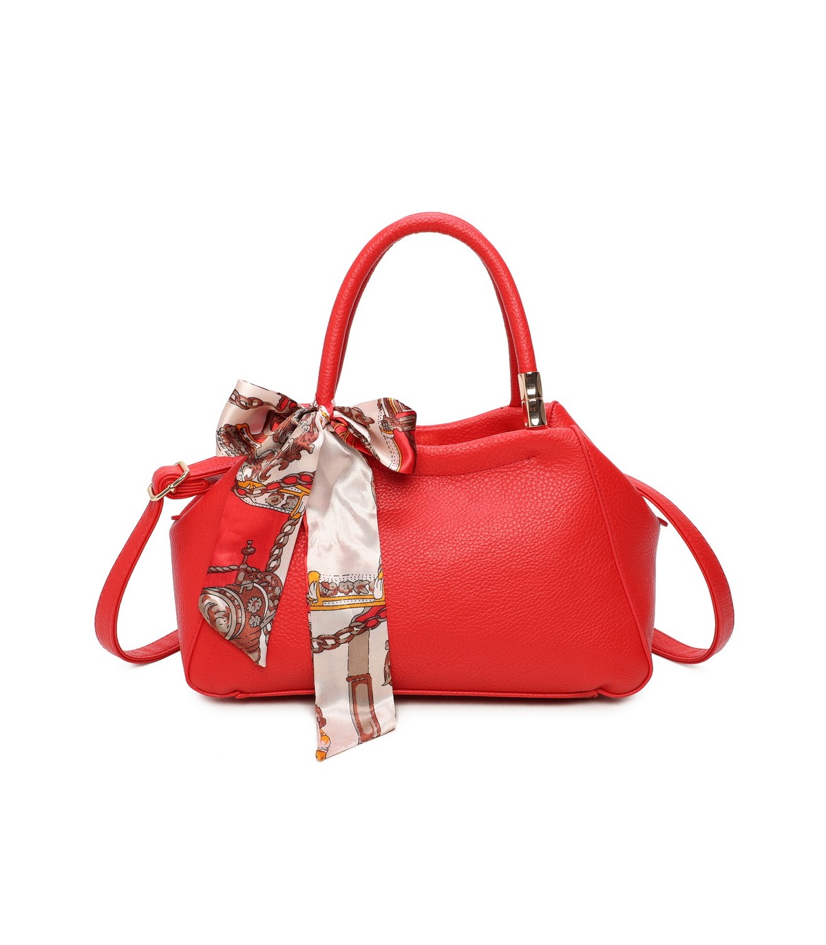 T11869 - Bolso con bolsillo externo trasero y bandolera tiene un pañuelo de colores