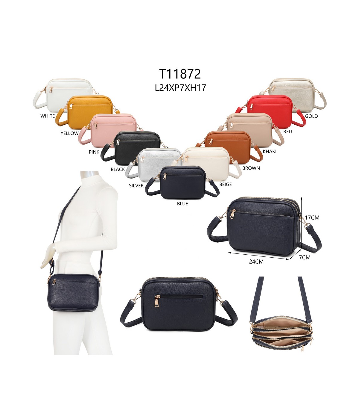 T11872 - Bolso rectangular con diversos compartimentos en muchos colores