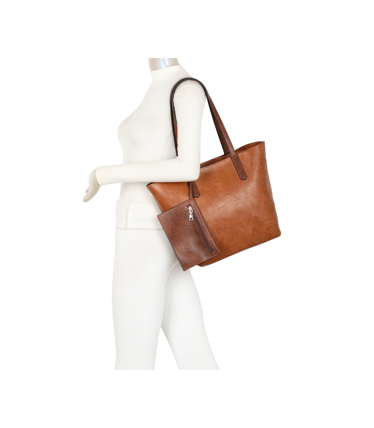 T11845 - Bolso con monedero externo y neceser bandolera y asa grandes para cruzar