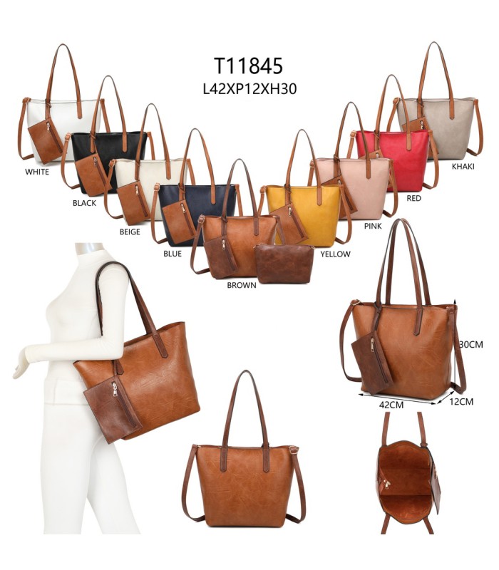 T11845 - Bolso con monedero externo y neceser bandolera y asa grandes para cruzar