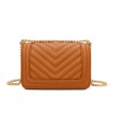 T11838 - Bolso rectangular con textura y cierre de botón imantado con bandolera larga y de cadena dorada