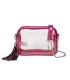 T11830 - Bolso transparente con borla de color y bandolera de cadena