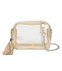 T11830 - Bolso transparente con borla de color y bandolera de cadena