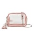 T11830 - Bolso transparente con borla de color y bandolera de cadena