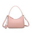 T11858 - Bolso bandolera de media luna de colores pastel asa grande y bolsillo externo trasero