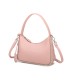 T11858 - Bolso bandolera de media luna de colores pastel asa grande y bolsillo externo trasero