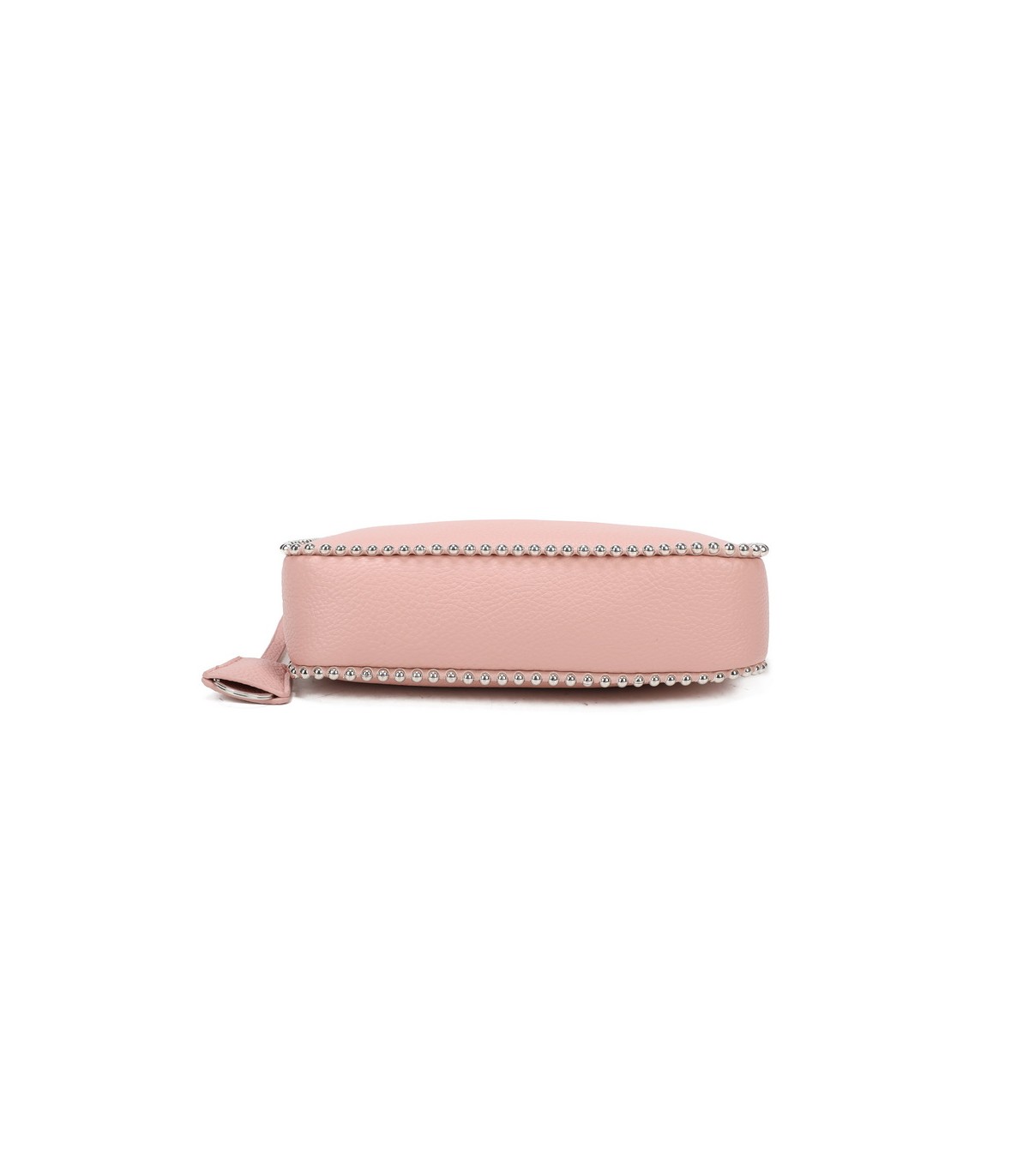 T11858 - Bolso bandolera de media luna de colores pastel asa grande y bolsillo externo trasero