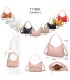 T11858 - Bolso bandolera de media luna de colores pastel asa grande y bolsillo externo trasero