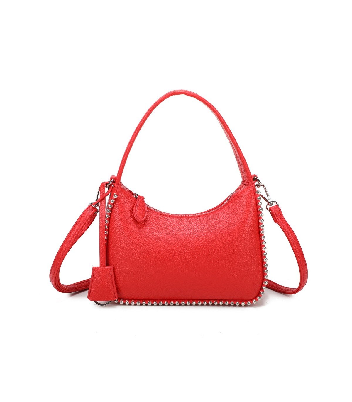 T11858 - Bolso bandolera de media luna de colores pastel asa grande y bolsillo externo trasero