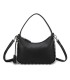 T11858 - Bolso bandolera de media luna de colores pastel asa grande y bolsillo externo trasero
