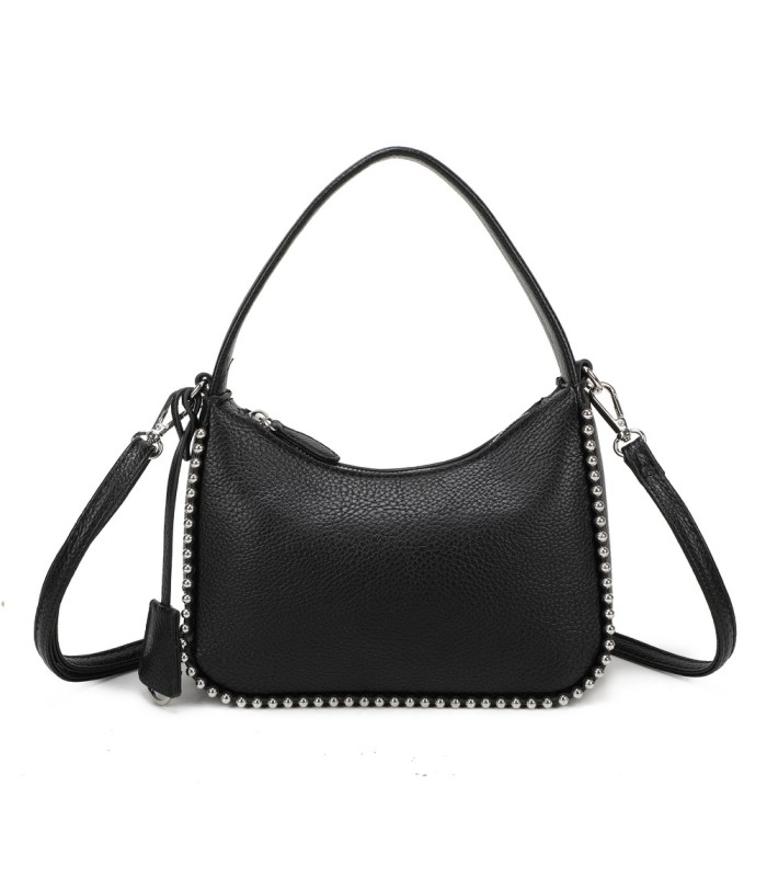 T11858 - Bolso bandolera de media luna de colores pastel asa grande y bolsillo externo trasero