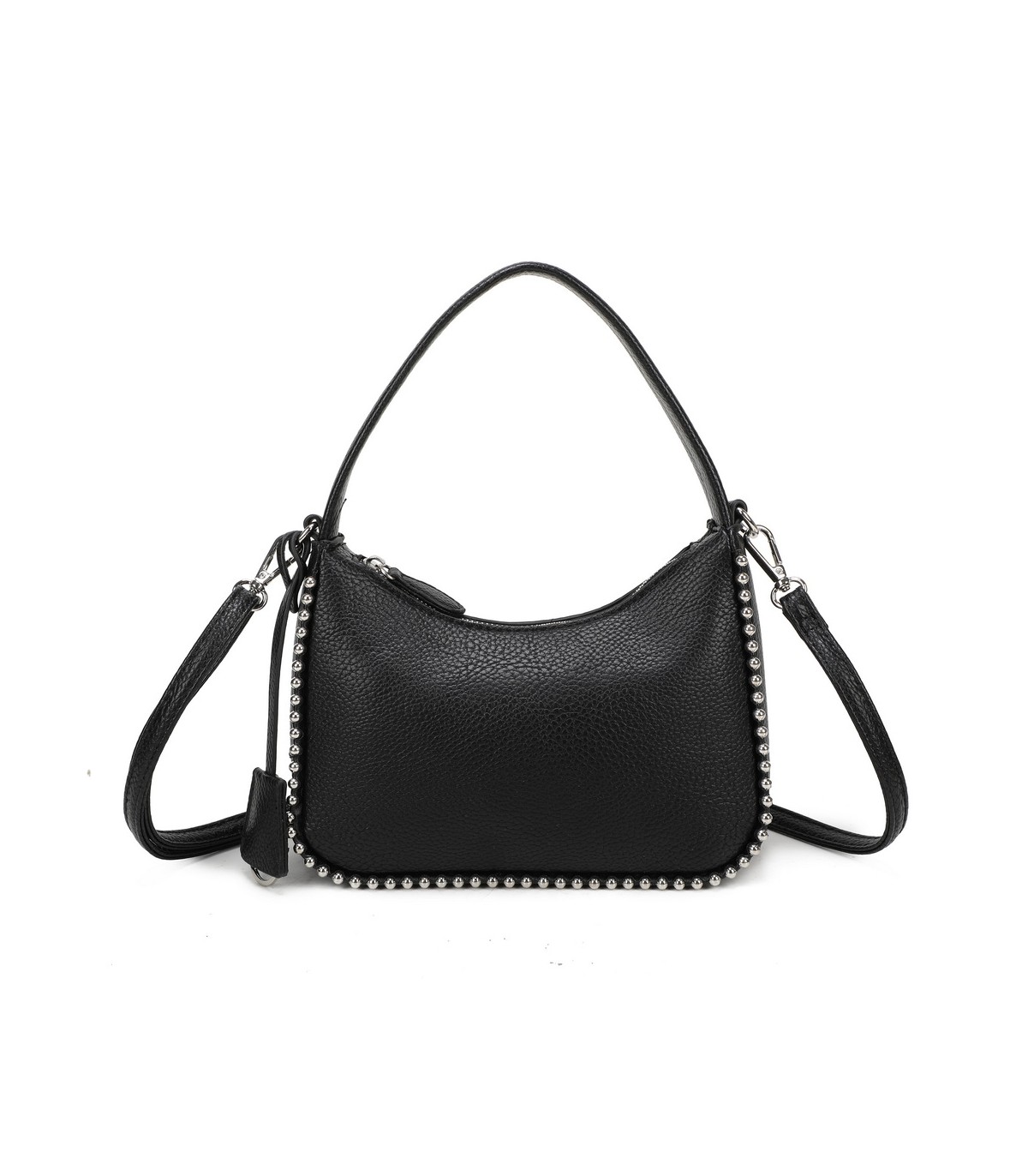 T11858 - Bolso bandolera de media luna de colores pastel asa grande y bolsillo externo trasero