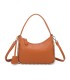 T11858 - Bolso bandolera de media luna de colores pastel asa grande y bolsillo externo trasero