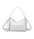 T11858 - Bolso bandolera de media luna de colores pastel asa grande y bolsillo externo trasero