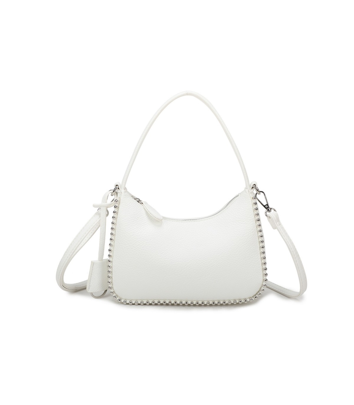 T11858 - Bolso bandolera de media luna de colores pastel asa grande y bolsillo externo trasero