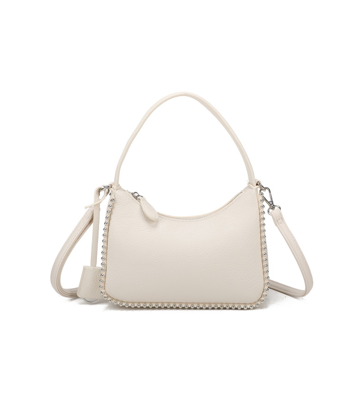 T11858 - Bolso bandolera de media luna de colores pastel asa grande y bolsillo externo trasero