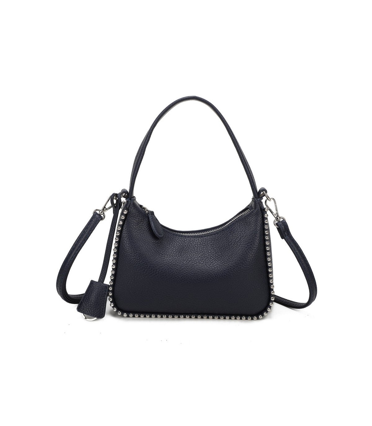 T11858 - Bolso bandolera de media luna de colores pastel asa grande y bolsillo externo trasero