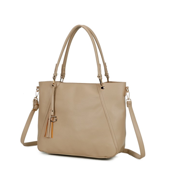 T11854 - Bolso con neceser y amplio espacio con borla de color a juego