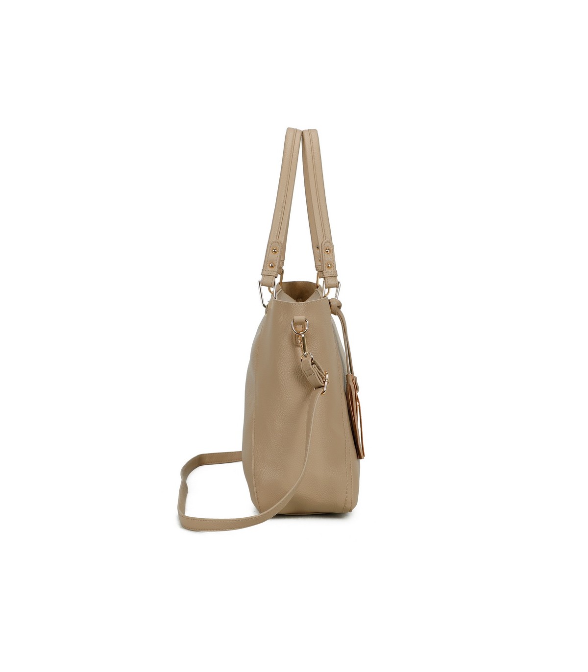 T11854 - Bolso con neceser y amplio espacio con borla de color a juego
