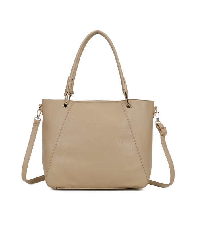 T11854 - Bolso con neceser y amplio espacio con borla de color a juego