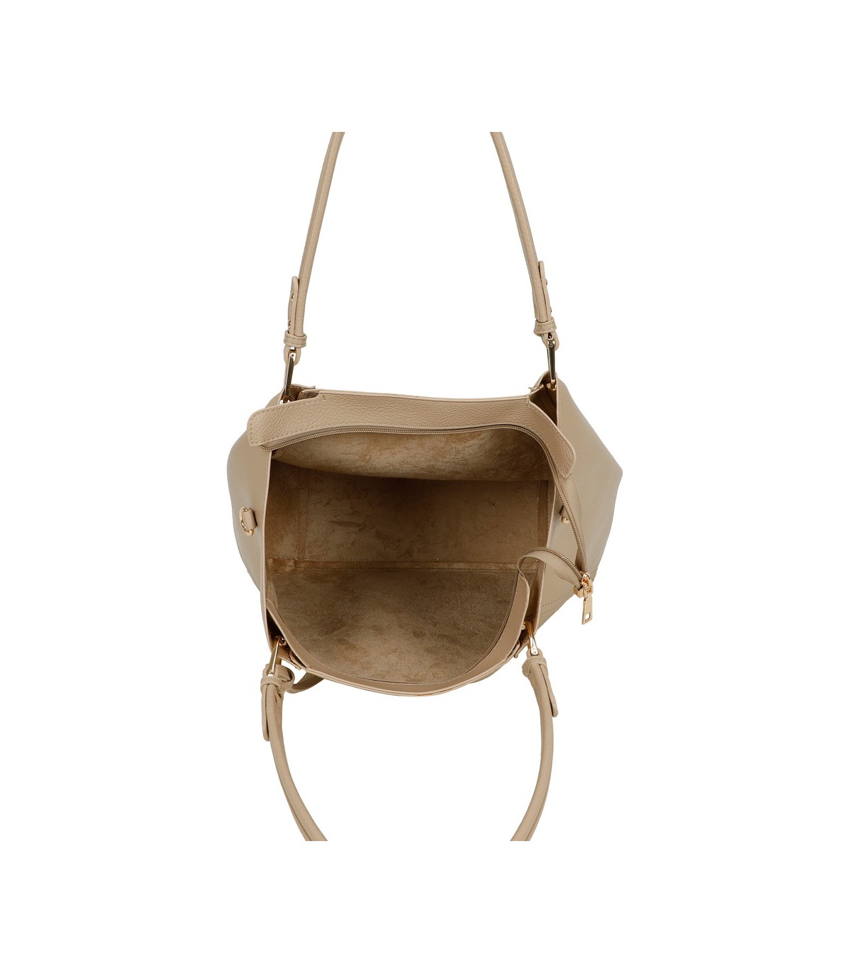 T11854 - Bolso con neceser y amplio espacio con borla de color a juego
