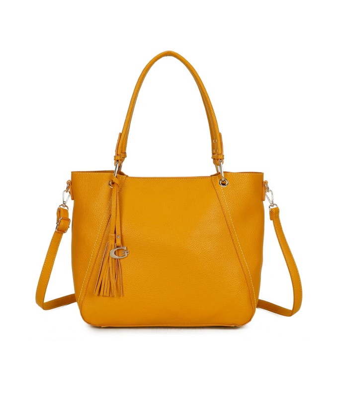 T11854 - Bolso con neceser y amplio espacio con borla de color a juego
