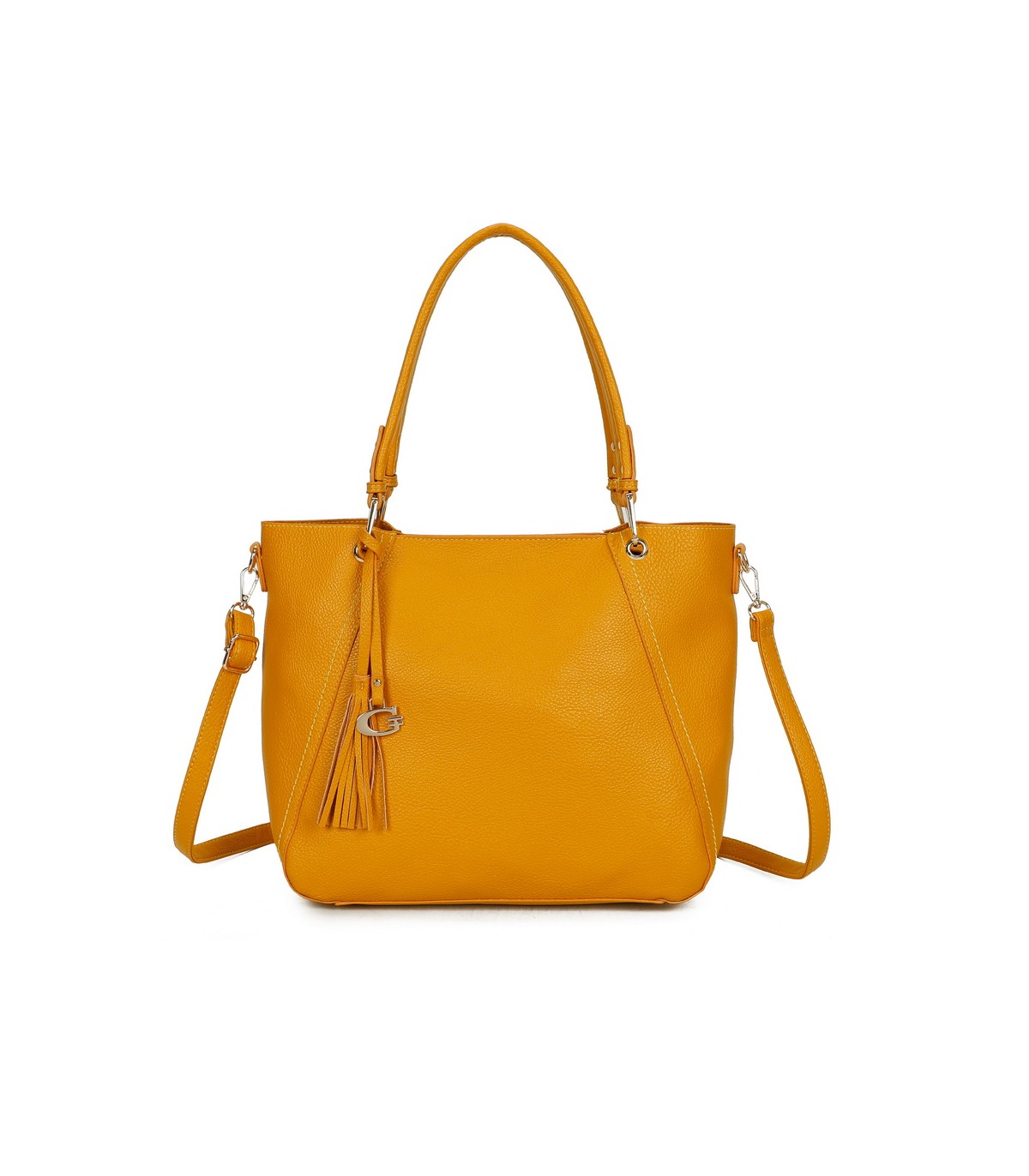 T11854 - Bolso con neceser y amplio espacio con borla de color a juego