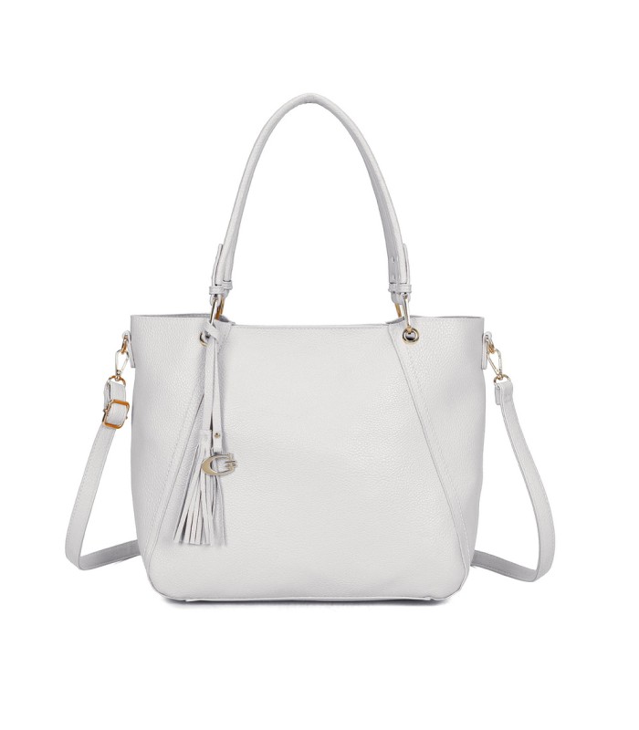 T11854 - Bolso con neceser y amplio espacio con borla de color a juego