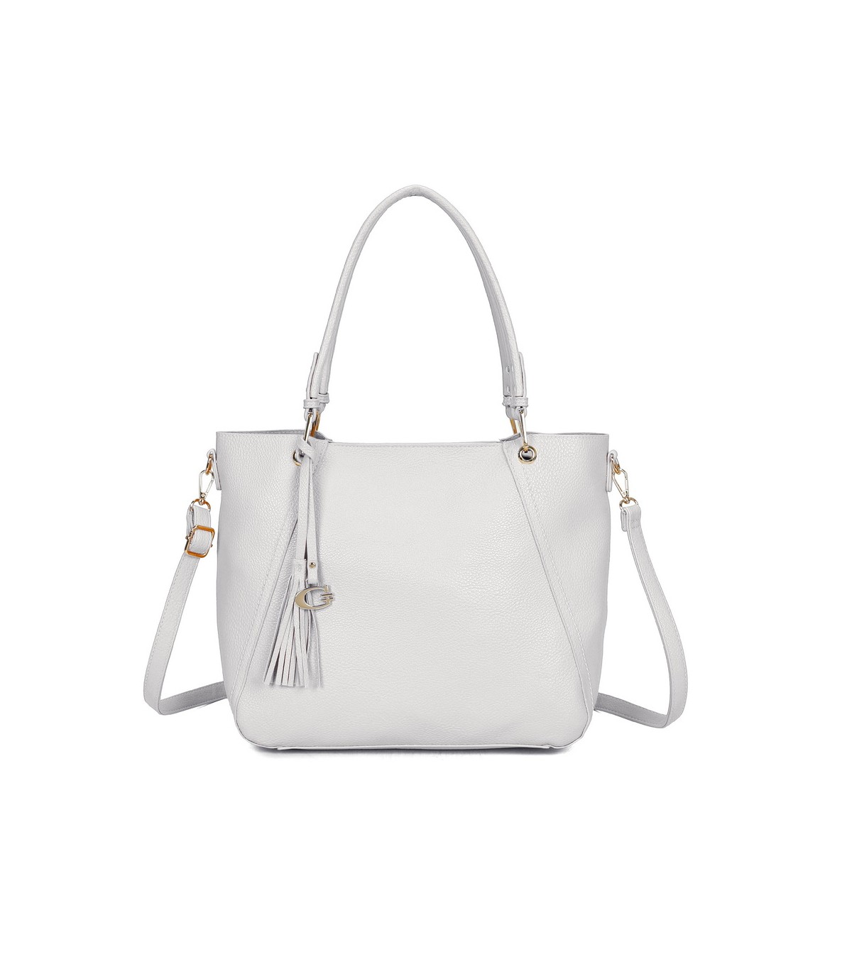 T11854 - Bolso con neceser y amplio espacio con borla de color a juego