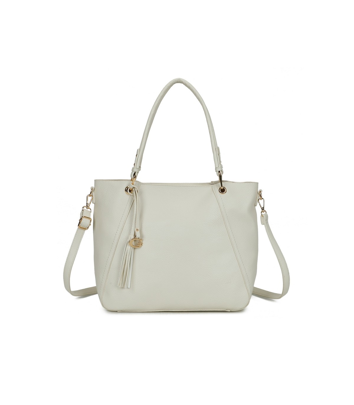 T11854 - Bolso con neceser y amplio espacio con borla de color a juego