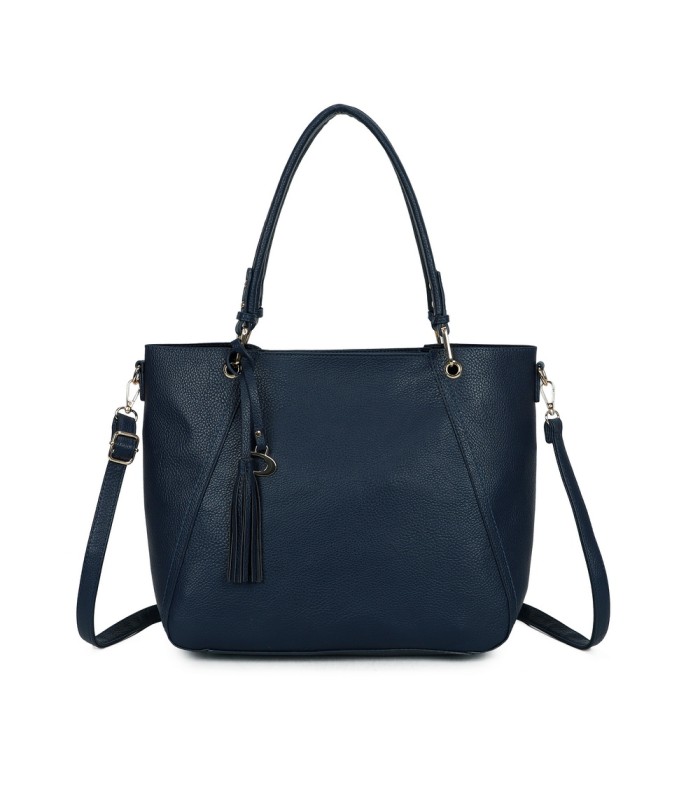 T11854 - Bolso con neceser y amplio espacio con borla de color a juego