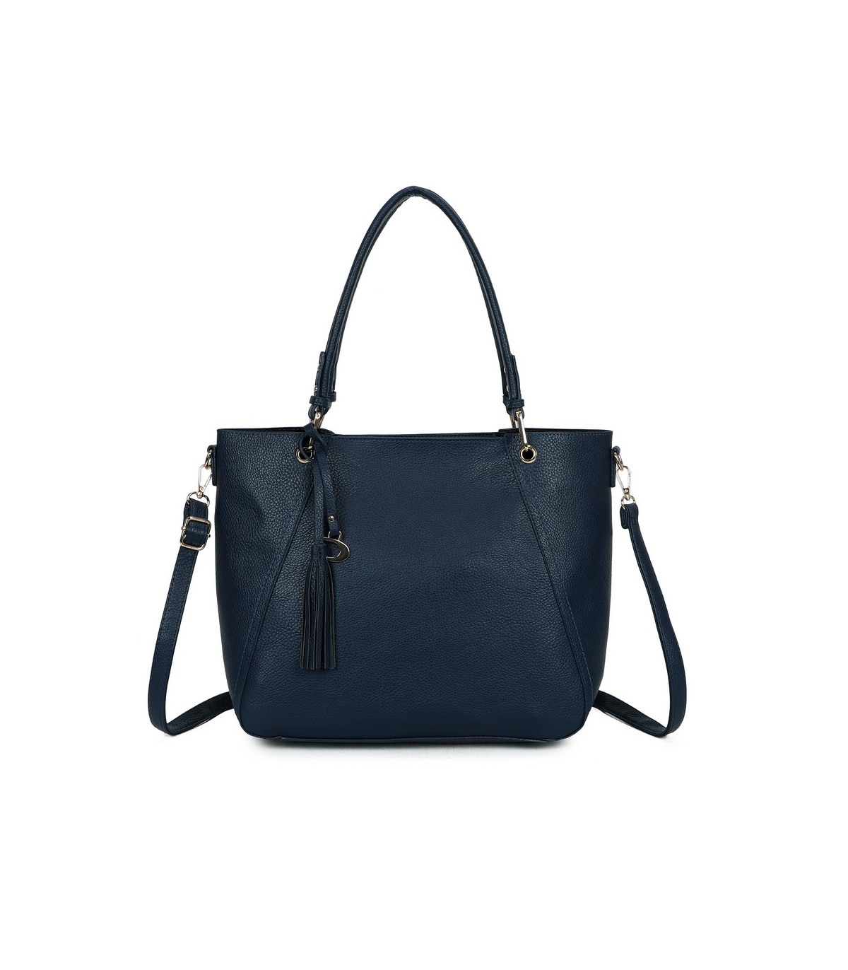 T11854 - Bolso con neceser y amplio espacio con borla de color a juego